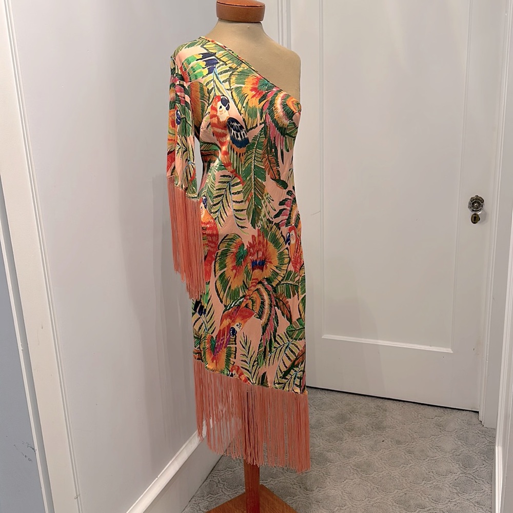 One shoulder fringe dress